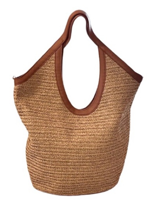 🆕- Banana Republic- Woven Hobo Straw Tote Bag with Brown Trim - Picture 7 of 9